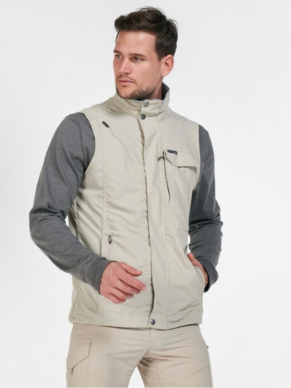 Men’s Columbia Silver Ridge Utility Vest Omni-Shade Sun Protection Vented Khaki